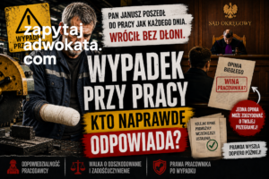 Poszkodowany pracownik po wypadku przy pracy podczas konsultacji z adwokatem